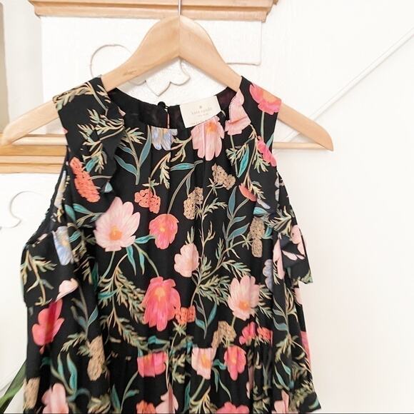 Kate Spade Black Floral Blossom Cold Shoulder Dress XS - Picture 4 of 10
